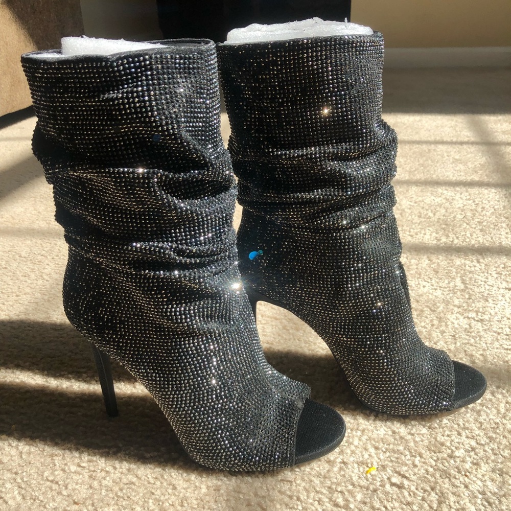 Jessica Simpson Rhinestone Peep-toe Bootie Size9.5